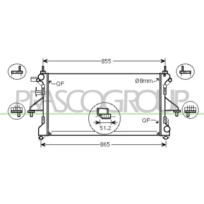 Imagem de PRASCO FT930R001 Radiador, arrefecimento do motor Alumínio 780mm 368mm 40mm com acoplamentos rápidos Aletas de refrigeração soldadas