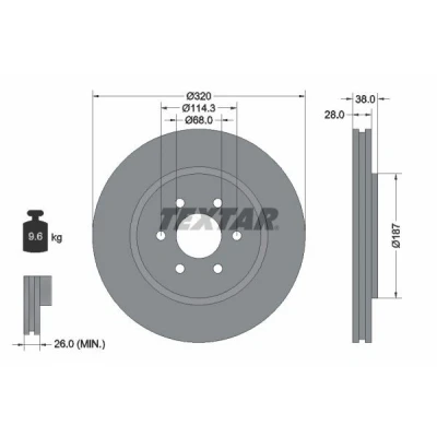 Imagem de TEXTAR PRO+ 92164405 Disco de travão 320 28 06/06 114,3 interior ventilado revestido alto carbono sem pernos fixação da roda, cubo roda