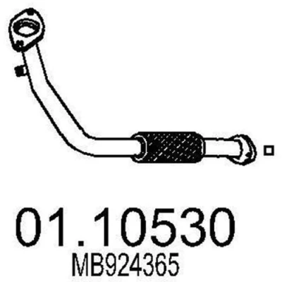 Imagem de MTS 01.10530 Tubo de escape 660 à frente para a panela central MITSUBISHI: PAJERO 2