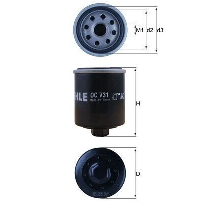 Imagem de MAHLE ORIGINAL OC 731 Filtro de óleo com uma válvula retenção aparafusado