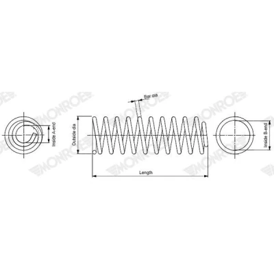 Imagem de MONROE SP4719 Mola de suspensão helicoidal RENAULT: Kangoo II / Grand Kangoo, Express