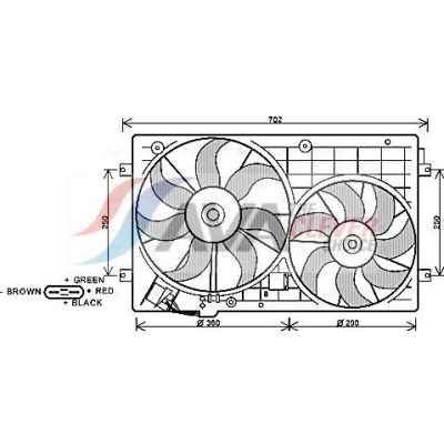 Imagem de PRASCO VN7528 ventilador de radiador 360 12 220 150 com estrutura do (caixilho) VOLKSWAGEN: Polo V Hatchback, GOLF 6, Jetta 3