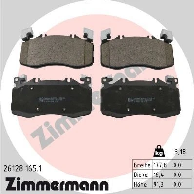 Imagem de ZIMMERMANN 26128.165.1 Jogo de pastilhas para travão disco MERCEDES BENZ: Classe A, CLA Shooting Brake, Coupe