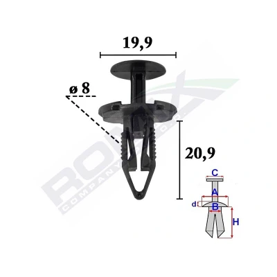 Imagem de ROMIX C70614 Grampo, friso FIAT: Tipo Carrinha