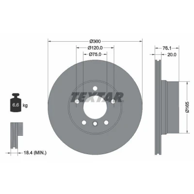 Imagem de TEXTAR PRO 92199503 Disco de travão 300 20 05/06 120 interior ventilado revestido sem pernos fixação da roda, cubo roda BMW: 1 Coupe
