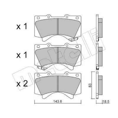 Imagem de METELLI 22 0821 0 Jogo de pastilhas para travão disco com avisador sonoro desgaste TOYOTA: Land Cruiser 200, LEXUS: LX III