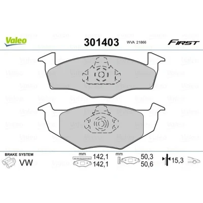 Imagem de VALEO 301403 Jogo de pastilhas para travão disco FIRST Eixo dianteiro excl. contacto aviso desgaste sem chapa anti ruído VOLKSWAGEN: GOLF 3