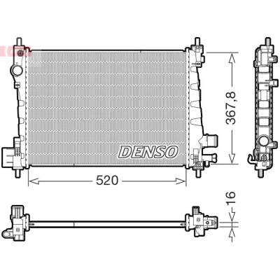 Imagem de DENSO DRM20127 Radiador, arrefecimento do motor 520mm 368mm 16mm