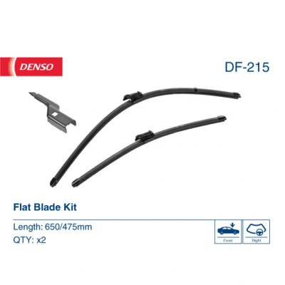 Imagem de Escova do limpa vidros Denso DF 215 plana BMW: 2 Gran Tourer, 5 Touring, Sedan, RENAULT: Trafic 3, 3 Bus