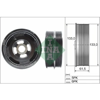Imagem de INA 544 0167 10 Polia da Cambota 133, 133mm FORD: Focus Mk1 Hatchback, C Max, MONDEO 4 Turnier