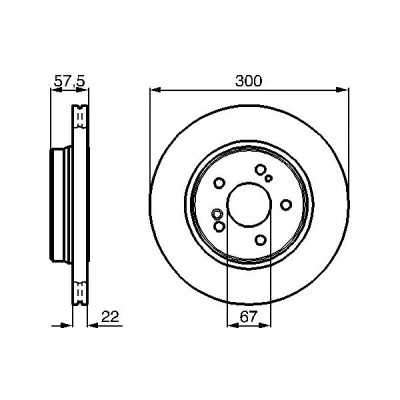 Imagem de BOSCH Disco de travão MERCEDES BENZ: Classe E Sedan, W124 Sedan 300mm 22mm 5 112mm ventilado, interior ventilado oleado alto carbono