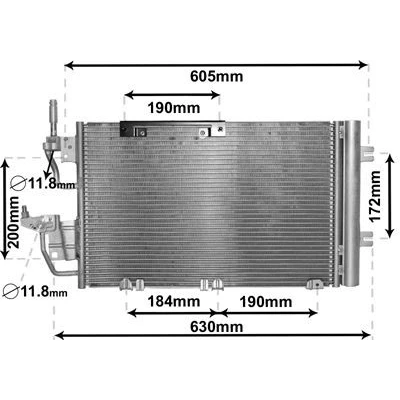 Imagem de Van WEZEL 37005454 Condensador com suporte secador 11,8 Alumínio 490 OPEL: Astra H GTC, Hatchback,