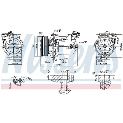 Imagem de NISSENS 890042 Compressor SD7V16 12 PAG 46 YF R 134a DACIA: Duster II, SANDERO 2, NISSAN: Juke