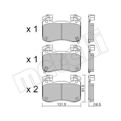 Imagem de METELLI 22 1306 0 Jogo de pastilhas para travão disco com avisador sonoro desgaste KIA: Stinger Hatchback