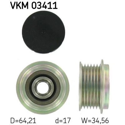 Imagem de SKF VKM 03411 Polia Roda Livre do Alternador 34,6 FORD: S Max Mk1