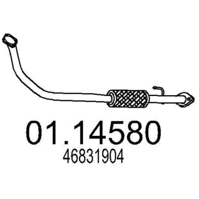 Imagem de MTS 01.14580 Tubo de escape 970 à frente para a panela central FIAT: Doblo I Cargo