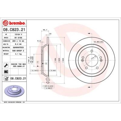 Imagem de BREMBO 08.C823.21 Disco de travão 284 10 5 cheio revestido alto carbono com parafusos