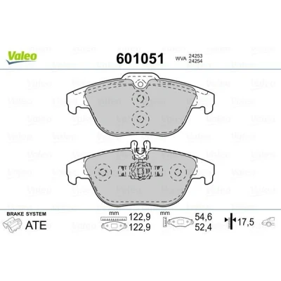 Imagem de VALEO 601051 Jogo de pastilhas para travão disco Eixo traseiro excl. contacto aviso desgaste com chapa anti ruído
