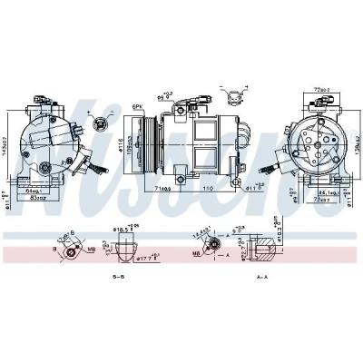Imagem de NISSENS 890249 Compressor 7SBH17C 12 PAG 46 R 134a