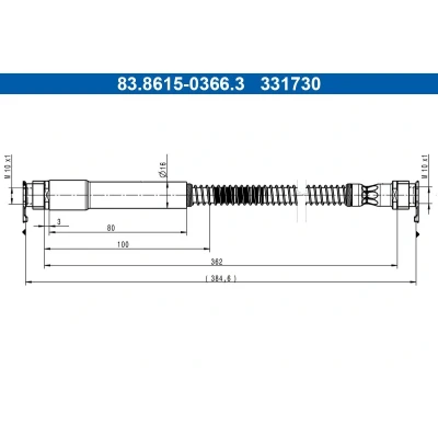Imagem de ATE 83.8615 0366.3 Mangueira de Travão 362mm