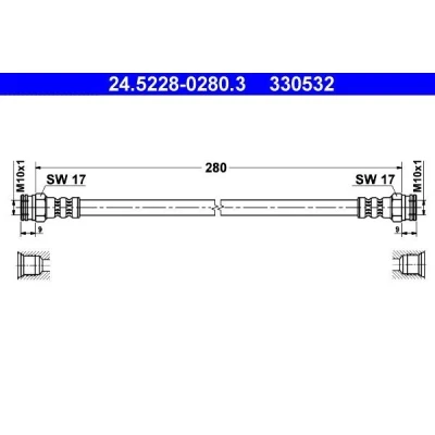 Imagem de ATE 24.5228 0280.3 Mangueira de Travão 280 PEUGEOT: 406 Carrinha, Sedan, Coupe