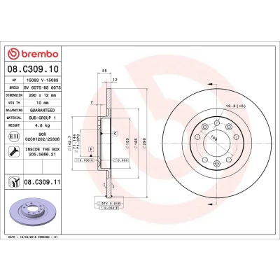 Imagem de BREMBO 08.9465.10 Disco de travão 280 12 4 cheio RENAULT: Kangoo I Express,
