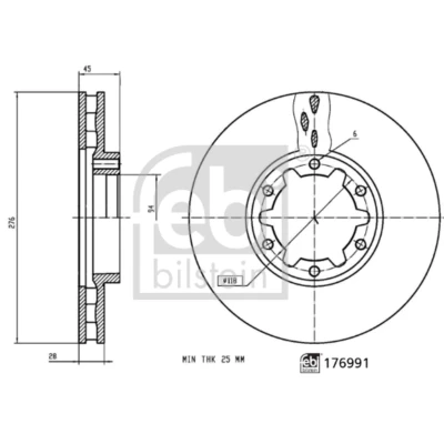 Imagem de FEBI BILSTEIN 176991 Disco de travão Eixo dianteiro 276 28 6 118 interior ventilado revestido NISSAN: NT400 Cabstar