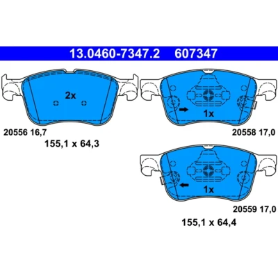 Imagem de ATE 13.0460 7347.2 Jogo de pastilhas para travão disco com avisador sonoro desgaste FORD: Focus Mk4 Turnier, Hatchback, Puma SUV