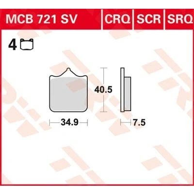 Imagem de TRW Hyper Carbon Racing MCB721CRQ Jogo de pastilhas para travão disco