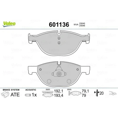 Imagem de VALEO 601136 Jogo de pastilhas para travão disco Eixo dianteiro incl. contacto aviso desgaste com chapa anti ruído BMW: 5 Touring, Sedan, 7