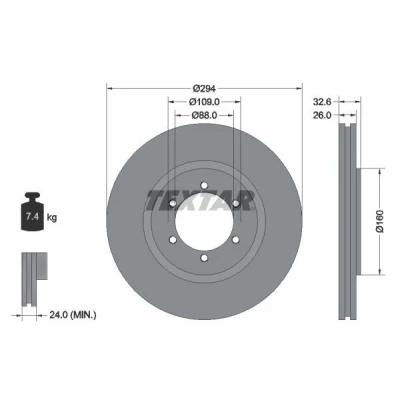 Imagem de TEXTAR 92162600 Disco de travão 294 26 06/06 109 interior ventilado sem pernos fixação da roda, cubo roda