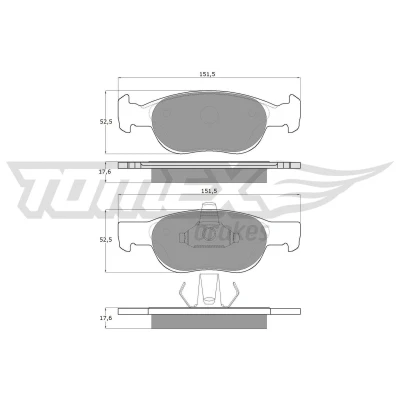 Imagem de TOMEX brakes TX 10 71 Jogo de pastilhas para travão disco Eixo dianteiro FIAT: Punto II Hatchback