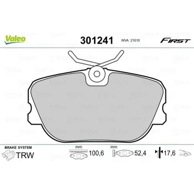 Imagem de VALEO 301241 Jogo de pastilhas para travão disco FIRST Eixo dianteiro excl. contacto aviso desgaste sem chapa anti ruído MERCEDES BENZ: 190