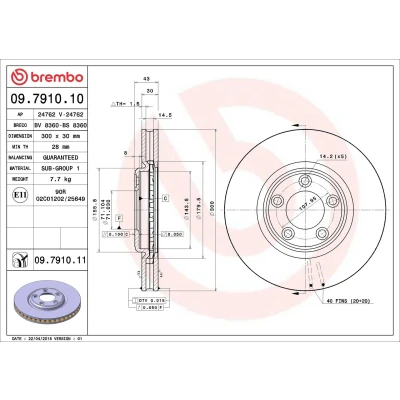 Imagem de BREMBO COATED DISC LINE 09.7910.11 Disco de travão 300 30 5 interior ventilado revestido JAGUAR: S Type