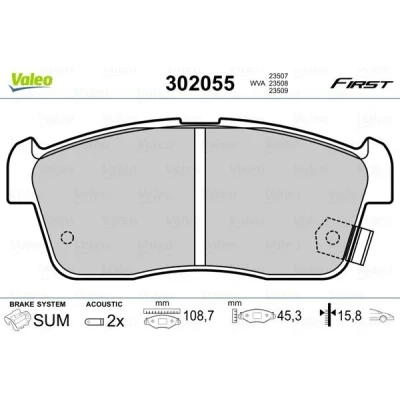 Imagem de VALEO 302055 Jogo de pastilhas para travão disco FIRST Eixo dianteiro incl. contacto aviso desgaste sem chapa anti ruído SUZUKI: IGNIS 2