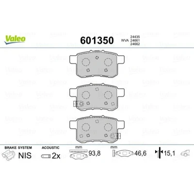 Imagem de VALEO 601350 Jogo de pastilhas para travão disco Eixo traseiro incl. contacto aviso desgaste com chapa anti ruído HONDA: ACCORD 8 Kombi