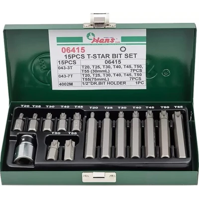 Imagem de Ponta de chave fendas hexagonal TORX HANS 10 mm 14 Peça (kurz und lang)