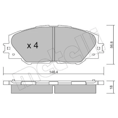 Imagem de METELLI 22 0748 0 Jogo de pastilhas para travão disco excl. contacto aviso desgaste TOYOTA: Auris Hatchback, Carrinha, RAV4 III SUV