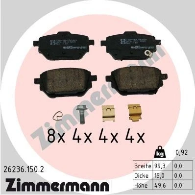 Imagem de ZIMMERMANN 26236.150.2 Jogo de pastilhas para travão disco TOYOTA: Corolla XII Sedan