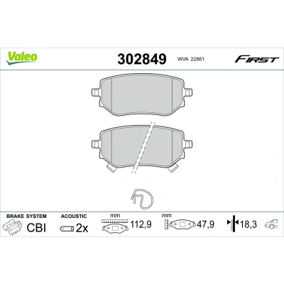 Imagem de VALEO Jogo de pastilhas para travão disco Eixo traseiro incl. contacto aviso desgaste sem parafusos, com chapa anti ruído 302849