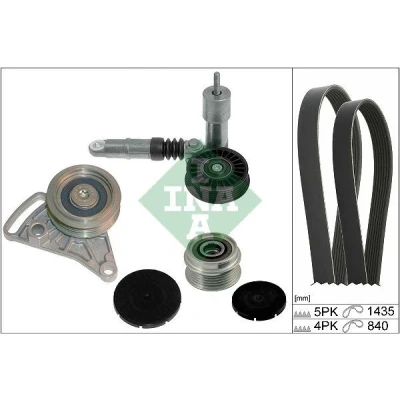 Imagem de INA 529 0523 20 Jogo de correias trapezoidais estriadas com polia roda livre AUDI: A4 B6 Avant, Sedan, A6 C5 Sedan