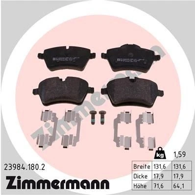 Imagem de ZIMMERMANN 23984.180.2 Jogo de pastilhas para travão disco MINI: Hatchback, Clubman, Countryman