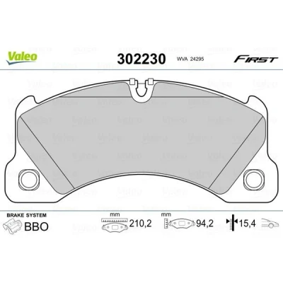 Imagem de VALEO 302230 Jogo de pastilhas para travão disco Eixo dianteiro excl. contacto aviso desgaste com chapa anti ruído PORSCHE: Panamera, Macan