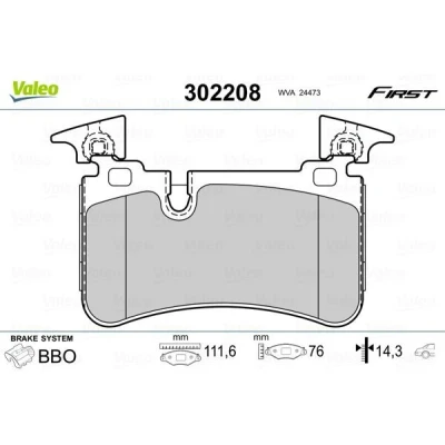 Imagem de VALEO 302208 Jogo de pastilhas para travão disco FIRST Eixo traseiro excl. contacto aviso desgaste com chapa anti ruído
