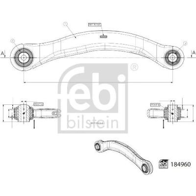 Imagem de FEBI BILSTEIN 184960 Braço de suspensão com chumaceira em cima, Eixo traseiro esquerdo, traseira, exterior transversal Chapa aço