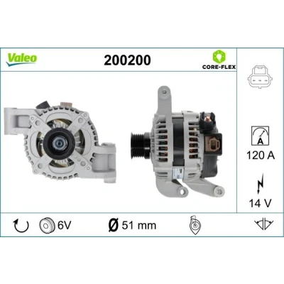 Imagem de VALEO 200200 Alternador 14V 120A FORD: Focus 2, 2 Kombi, C Max
