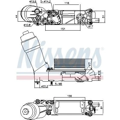 Imagem de NISSENS 91335 Radiador de Óleo com caixa do filtro óleo, juntas JEEP: WRANGLER 3