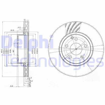 Imagem de DELPHI BG3756 Disco de travão 312 28 5 ventilado oleado não tratado sem o rolamento da roda, anel sensor do ABS MERCEDES BENZ: Classe E Sedan