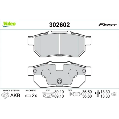 Imagem de VALEO 302602 Jogo de pastilhas para travão disco Eixo traseiro incl. contacto aviso desgaste com chapa anti ruído HONDA: CIVIC 6 Stufenheck