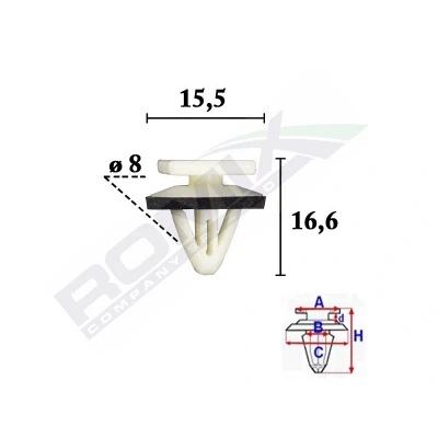 Imagem de ROMIX C70604 Grampo, friso HYUNDAI: Getz
